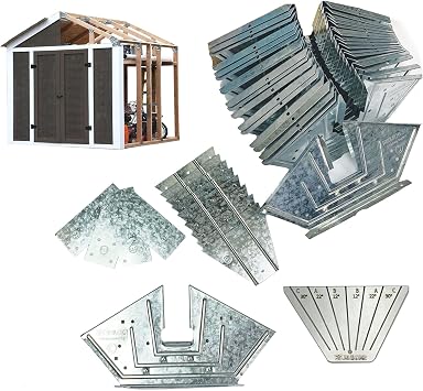 EZBUILDER 7 x 8 Peak Roof Storage Shed Garage Barn DIY EZ Frame Kit with 24 Galvanized Steel Angles and 12 Baseplates Wood Not Included