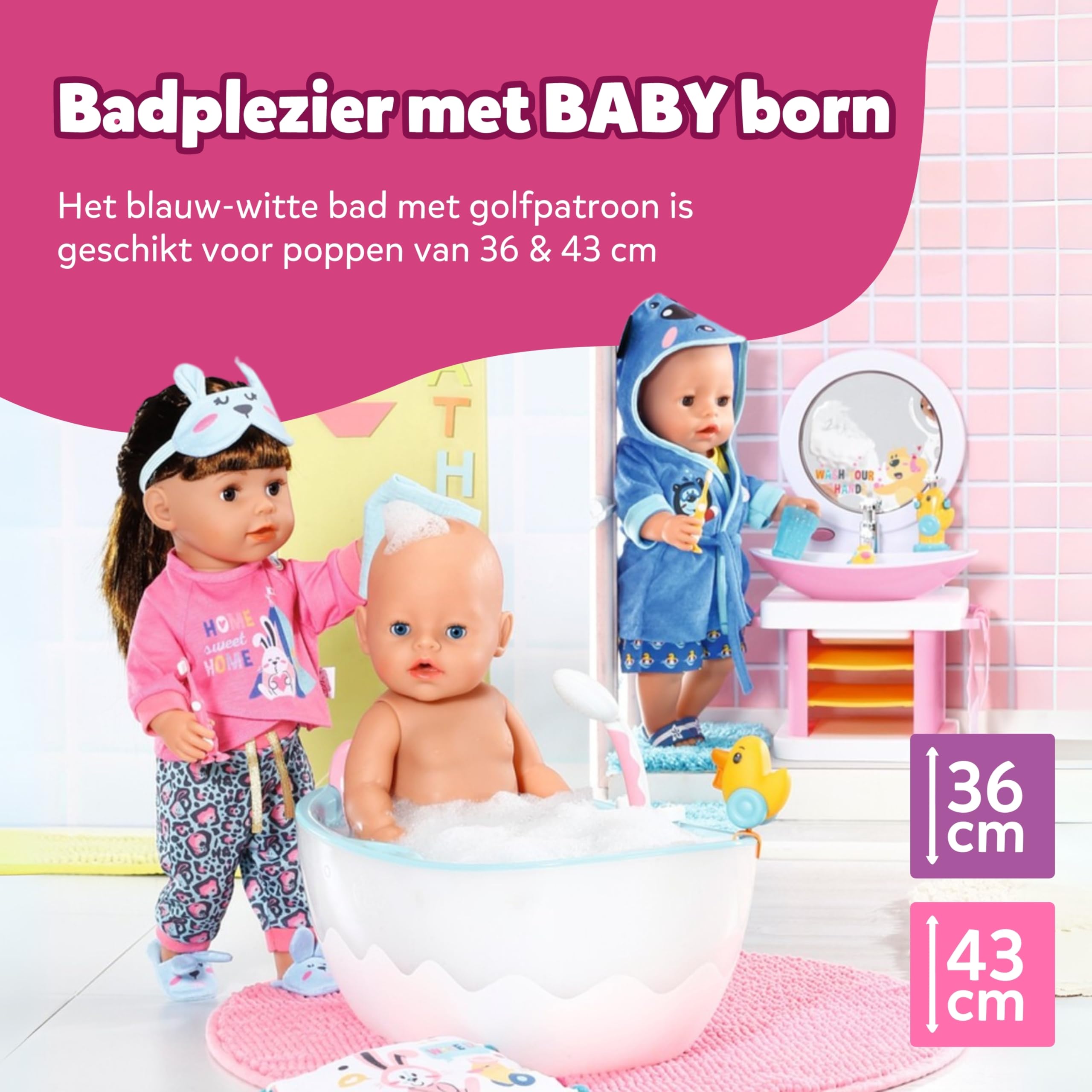 BABY Born Bath 835784 Poppenaccessoires van 36 en 43 cm met licht- en geluidseffecten, inclusief kussen en eend, werkt op batterijen, voor kinderen vanaf 3 jaar BABY Born Bath 835784 Poppenaccessoires van 36 en 43 cm met licht- en geluidseffecten, inclusief kussen en eend, werkt op batterijen, voor kinderen vanaf 3 jaar