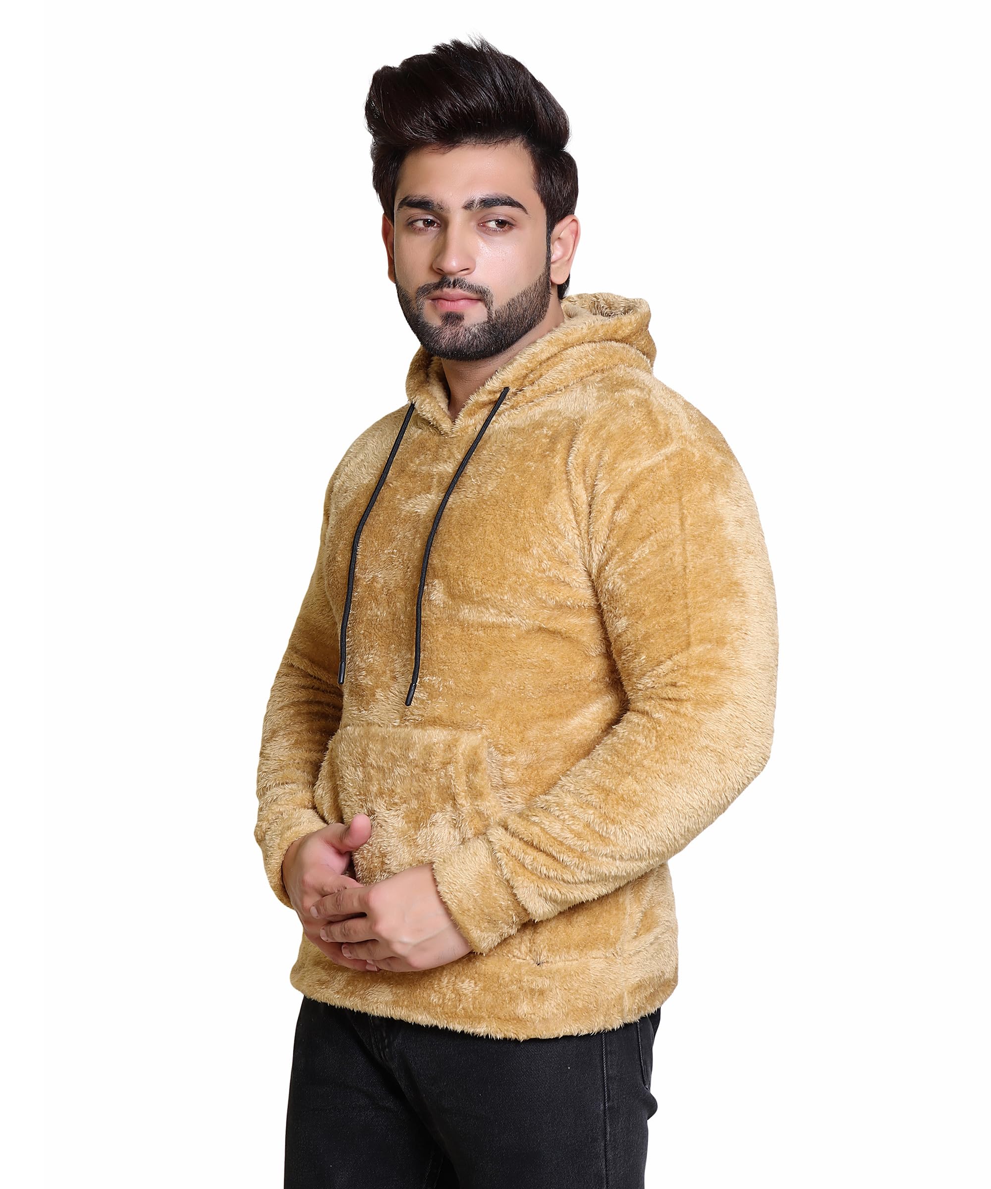 || Hooded Neck Hoodie for Men's Men Full Sleeve Solid Sherpa Fur Hoodie Sweatshirt || Soft Handfeel Winter Baggy Fur Hoodie for Men
