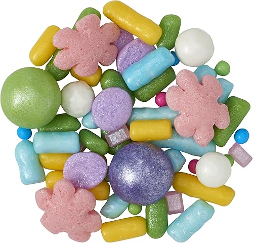 Miniatura 5 de DECOPAC Bloom Sweet Bloom Deluxe Fusion Mix, 26 onzas, chispas de caramelo en recipiente de mano, gránulos comestibles para pasteles de celebración,
