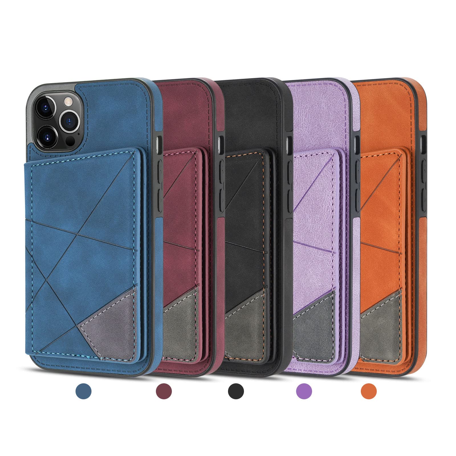 Etui do iPhone 14/14 Pro/14 Plus/14 Pro Max, skórzany portfel z 2 przegródkami na karty, z klapką, etui na telefon komórkowy, zapięcie magnetyczne, etui ochronne, czarne, 14 Plus 6,7"