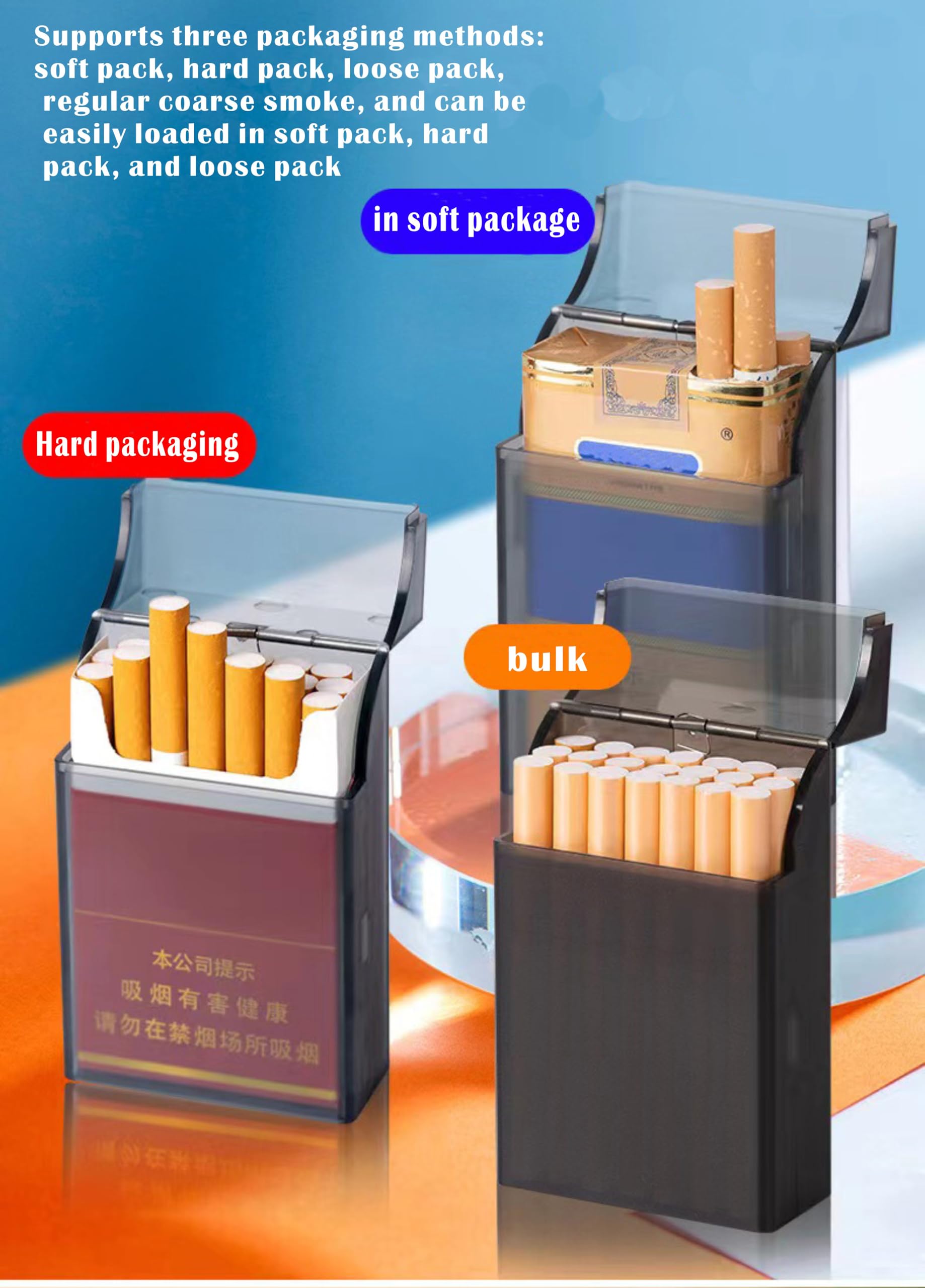 Cigarette Packs Large Capacity Cigarette Packs can Hold 20 Thick Cigarettes…  (Orange) : Amazon.sg: Health, Household and Personal Care