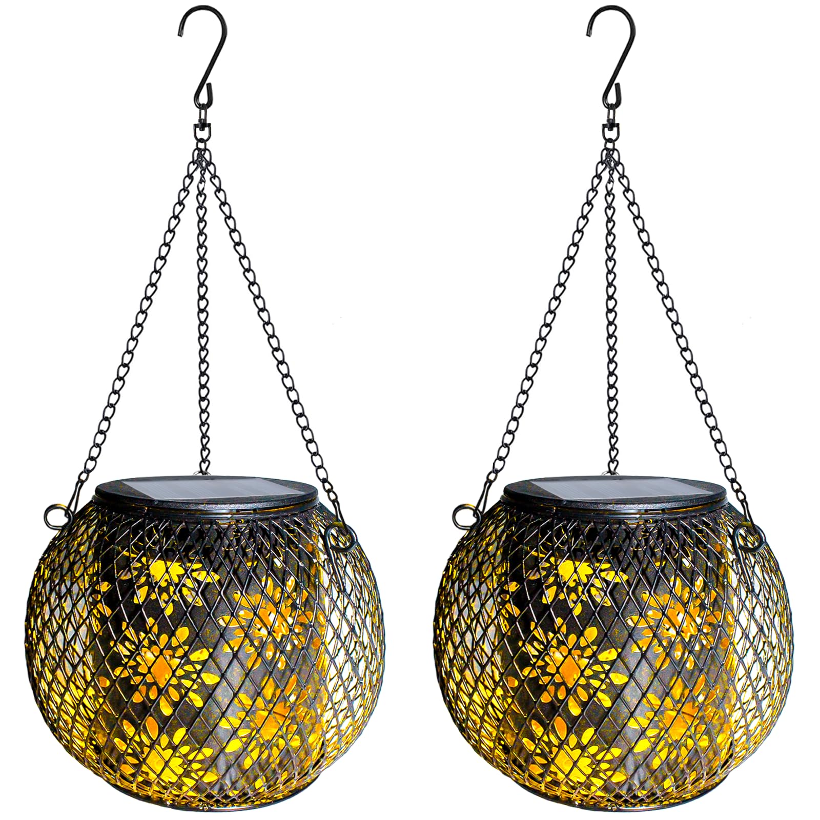 Solarlampen für Außen, 2 Stück Solarlaterne für Außen, 800mAh Akku, IP65 Wasserdicht LED Solarleuchten Metall Hängend Solar Gartenleuchten für Außen Garten Deko Draußen Hinterhöfe Balkon Beleuchtung
