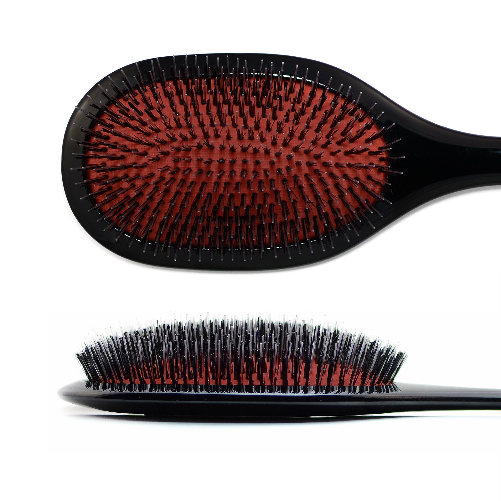 HERCULES SÄGEMANN - 2241 Paddle Brush | pielęgnująca szczotka do włosów naturalnych | szczotka Ebonit z włosiem dzika i sztyftami poliamidowymi | szczotka do pielęgnacji długich włosów