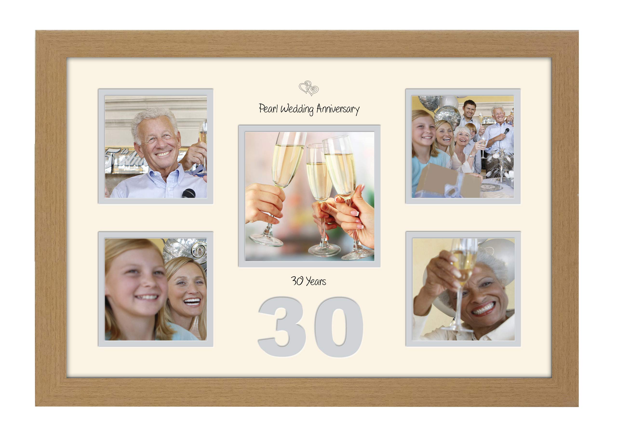 Photos In A Word Oak Finish Frame Cream Mount Grey Inside 30Th Anniversary Photo Frame Pearl Wedding 4X4 X4 And 5X5 975D (Oak Finish Frame Cream Mount Grey Inside)