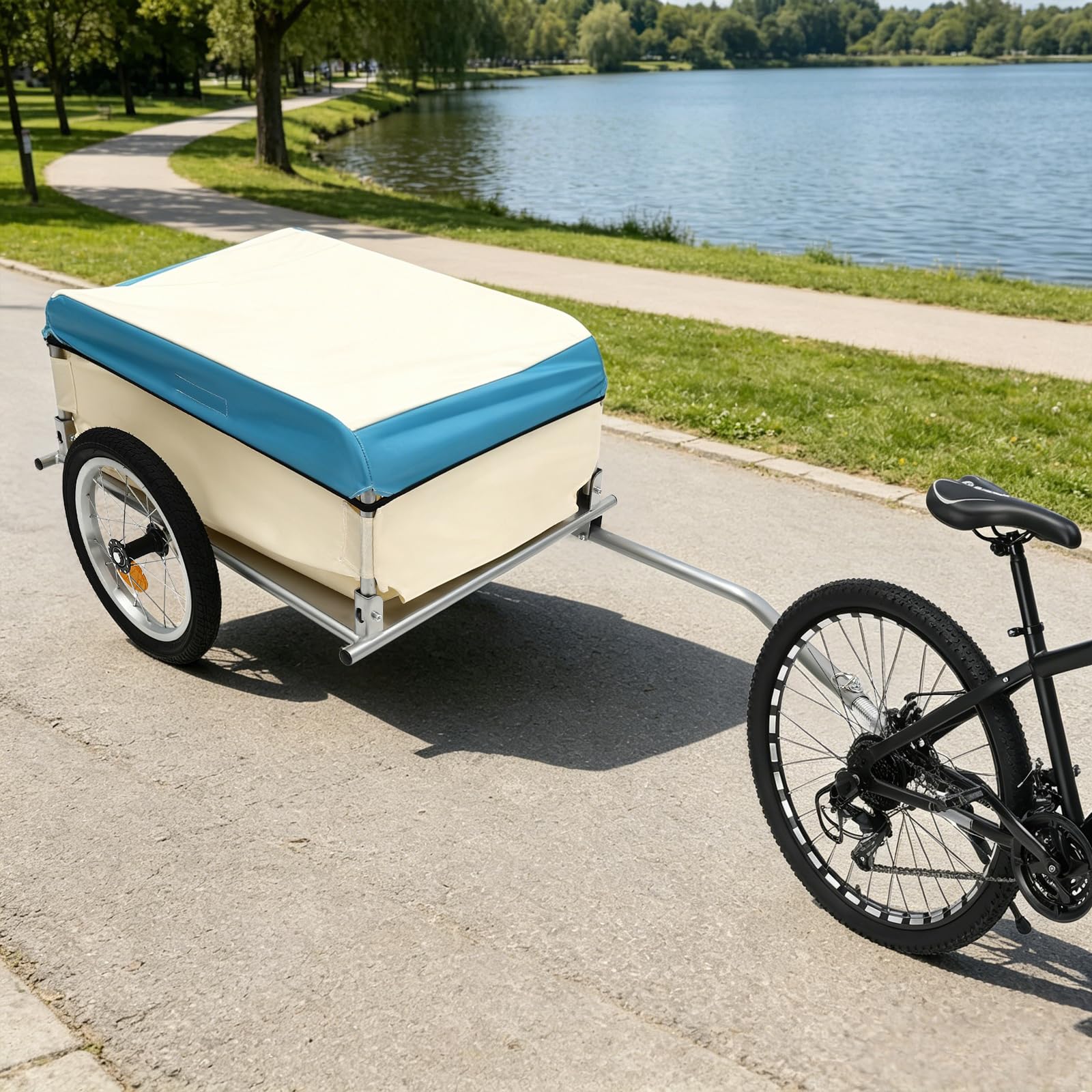 Przyczepa rowerowa, udźwig 80 kg, z ochroną przed deszczem, składana | Wózek rowerowy na zakupy, kemping i dłuższe wycieczki rowerowe