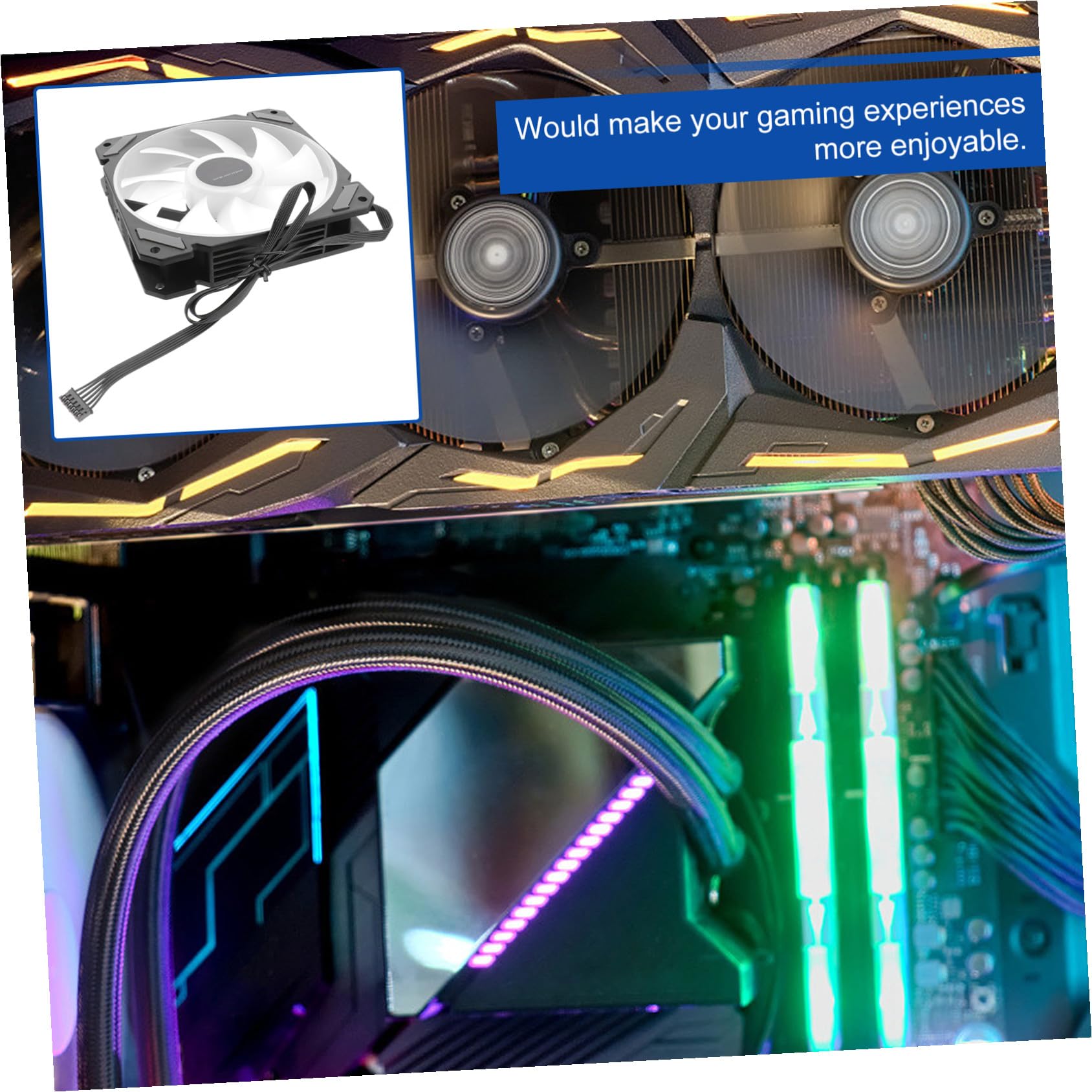 OUNONA Ventilador de Refrigeración LED Rgb de 12cm para Ordenador con Controlador Estándar, y Silencioso, Adecuado para Gaming en Fiesta Verano