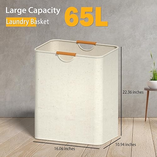Miniatura 4 de Cesta de lavandería blanca con asa, cesta de lavandería para dormitorio, impermeable, para ropa sucia, para dormitorio, cuarto de servicio, baño
