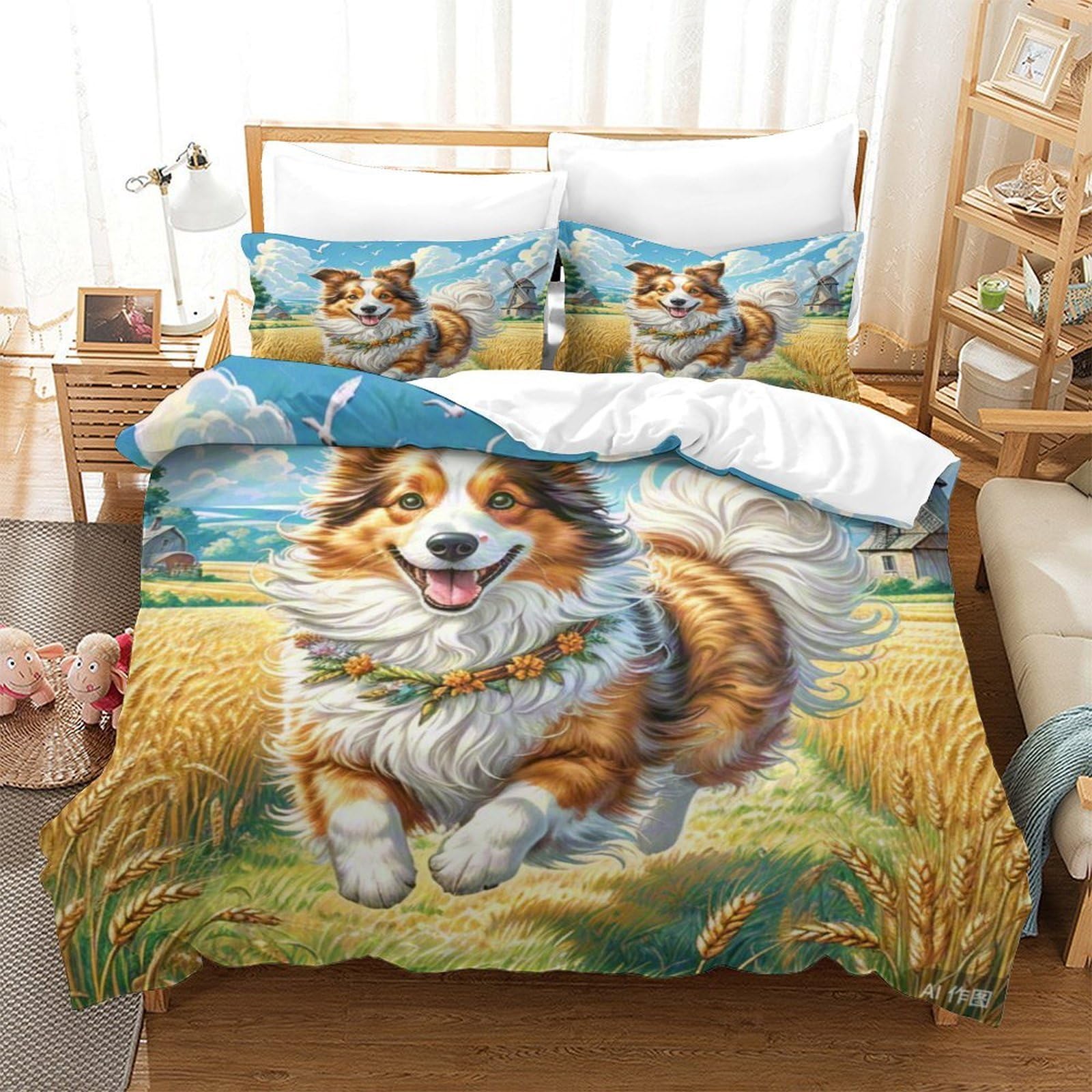 Housse de couette 140x200 mouton 3D, le cadeau de lit idéal pour garçons et filles