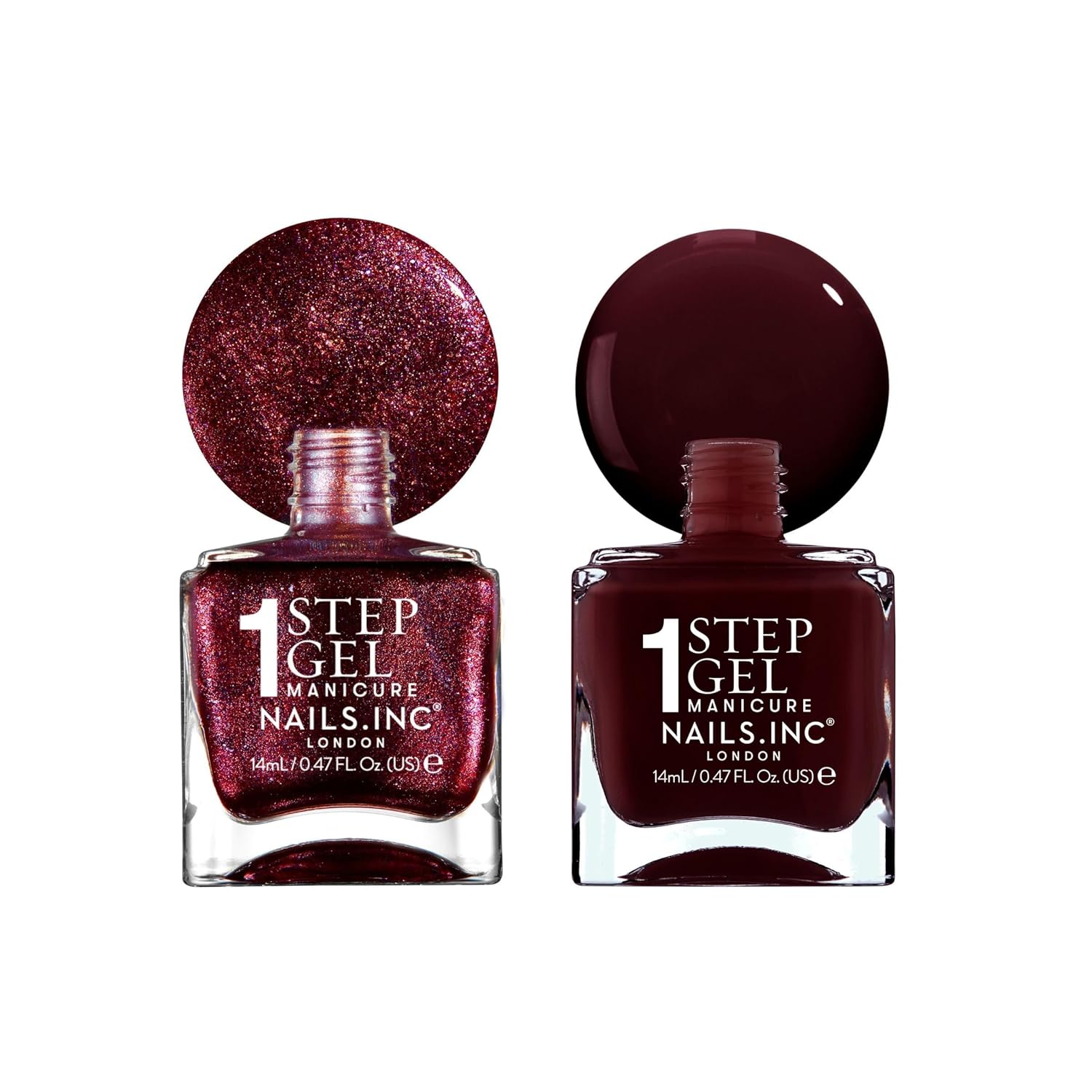 Nails Inc It's Topless Gel-Like Cherry Noir Nail Polish Duo, 4-in-1 Base Coat, Treatment, Color & Top Coat, Long Lasting, Strong, Chip Free, Glossy Salon Quality Manicure, Air Dry, 2 Piece Set - Image 5