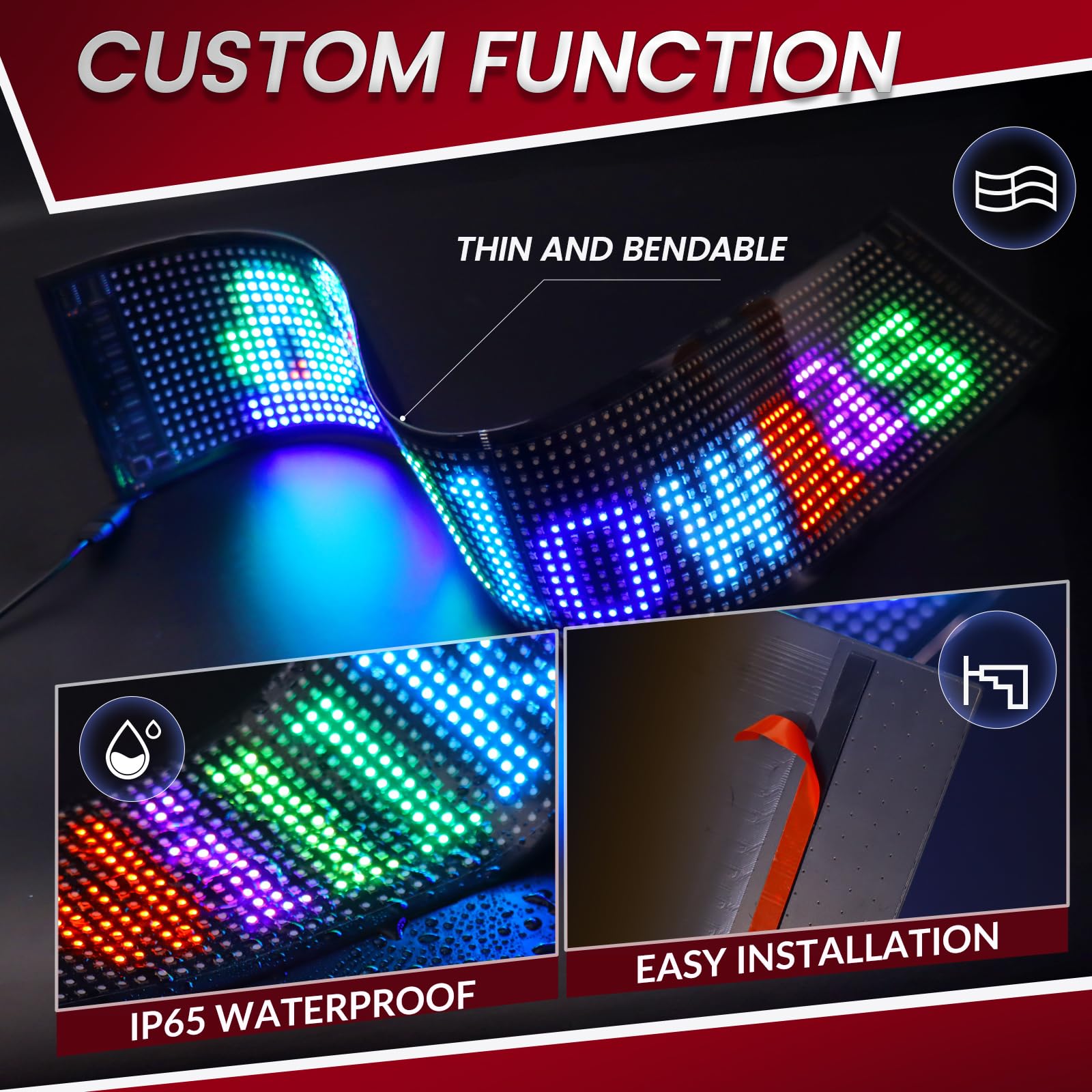 ZIMAOER LED Ogen voor Vrachtwagen en Auto, Devil Eyes Lampen voor Auto, Flexibel en Programmeerbaar LED Display, Gepersonaliseerd Scrollend Scherm voor Reclame en Signalisatie (1 stuk 35x10cm
