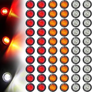 Tuanse 60-Pack 3/4 Inch Waterproof LED Trailer Marker Lights - Amber Red White 12V for Trucks RVs Boats Turn Signals