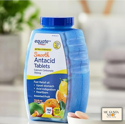 Miniatura 4 de Equate Extra Strength Smooth Chews - Tabletas antiácidas, frutas surtidas, 140 unidades (paquete de 01) + adhesivo Me Gustas