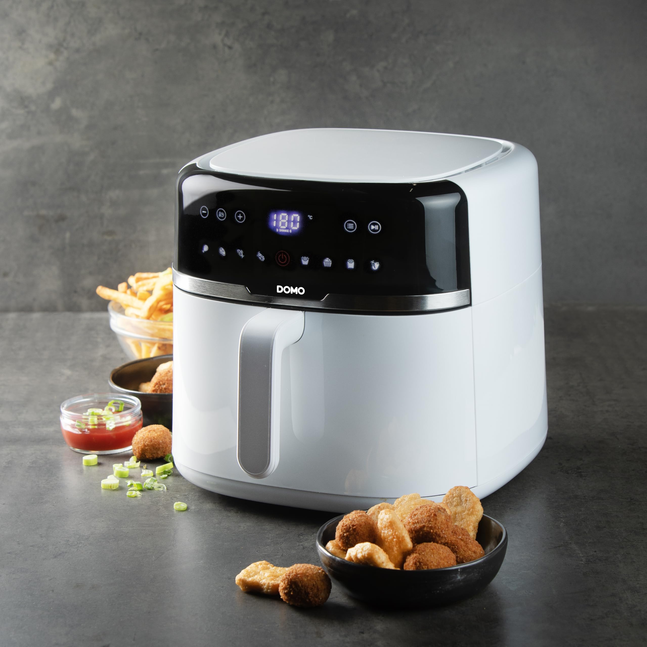 DOMO DO1148FR frytkownica na gorące powietrze, 8 programów, funkcja SHAKE, 8 l, 1800 W, biała