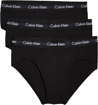 Calvin Klein Cotton Stretch 3 Pack Brief, Black with Red/Green/Navy