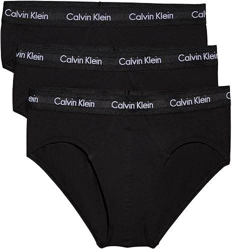 Calvin Klein Pack de 3 Cuecas Hip Brief Masculinas de Algodão Elástico, L : Amaz