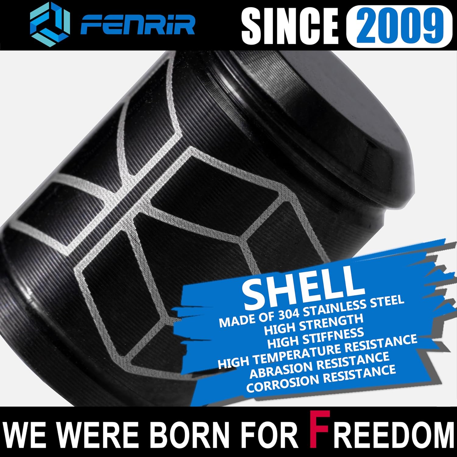 Fenrir Wheel Tire Valve Stem Caps Covers 304 Stainless Steel PVD Surface Treatment Anti-Leakage Design Compatible with American Schrader Valve Motorcycle Car SUV ATV UTV Bicycle (810-JC001 4Pieces)