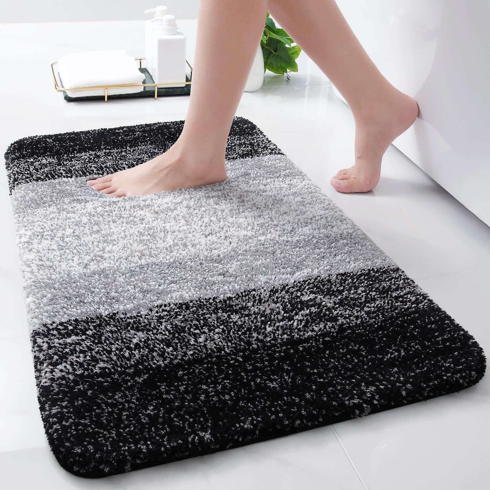 Arotive Microfiber Bathroom Rugs Shaggy Soft and Absorbent Bath Rug Non-Slip Thick Plush Machine Washable Dry Bath Mats
