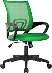 BestOffice | Ergonomic Office Chair | Mid-Back Swivel Desk Chair | Breathable Backrest & Lumbar Support | Adjustable Height | Sponge Seat | Rolling Wheels | Dark Black | for Adults & Women