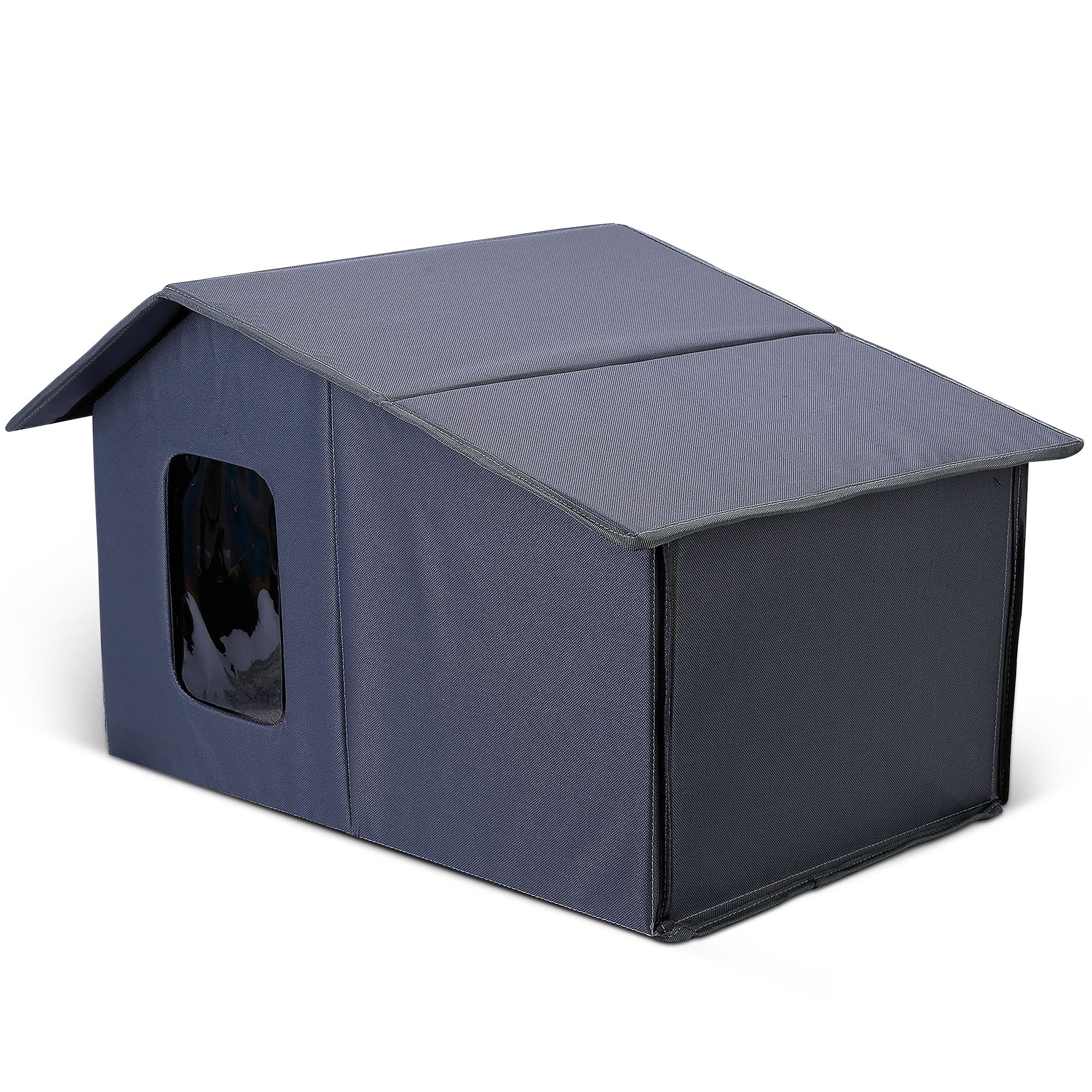 ALLSOPETS Casa para Gatos al Aire Libre, Grandes Casas para Gato Resistentes a La Intemperie para Gatos de Exterior/Interior, Casa Cálida para Clima Frío, Refugio para Perro Pequeños y Gato, Gris