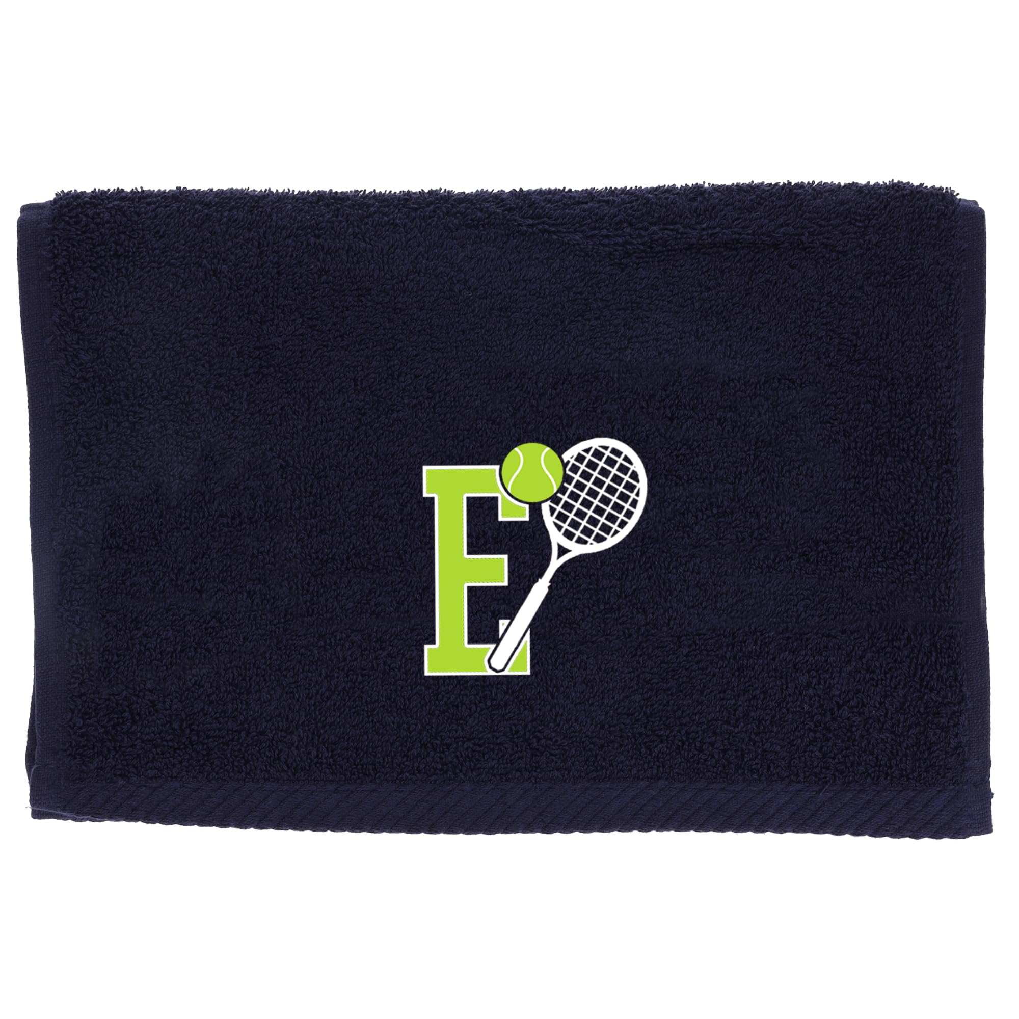Always Looking Good Tennis Towel with Monogrammed Embroidery Initial Gift for Men & Women, Training Accessory Gift, Gym Towel Present for Tennis Players Birthday, Retirement, Christmas - Navy, E