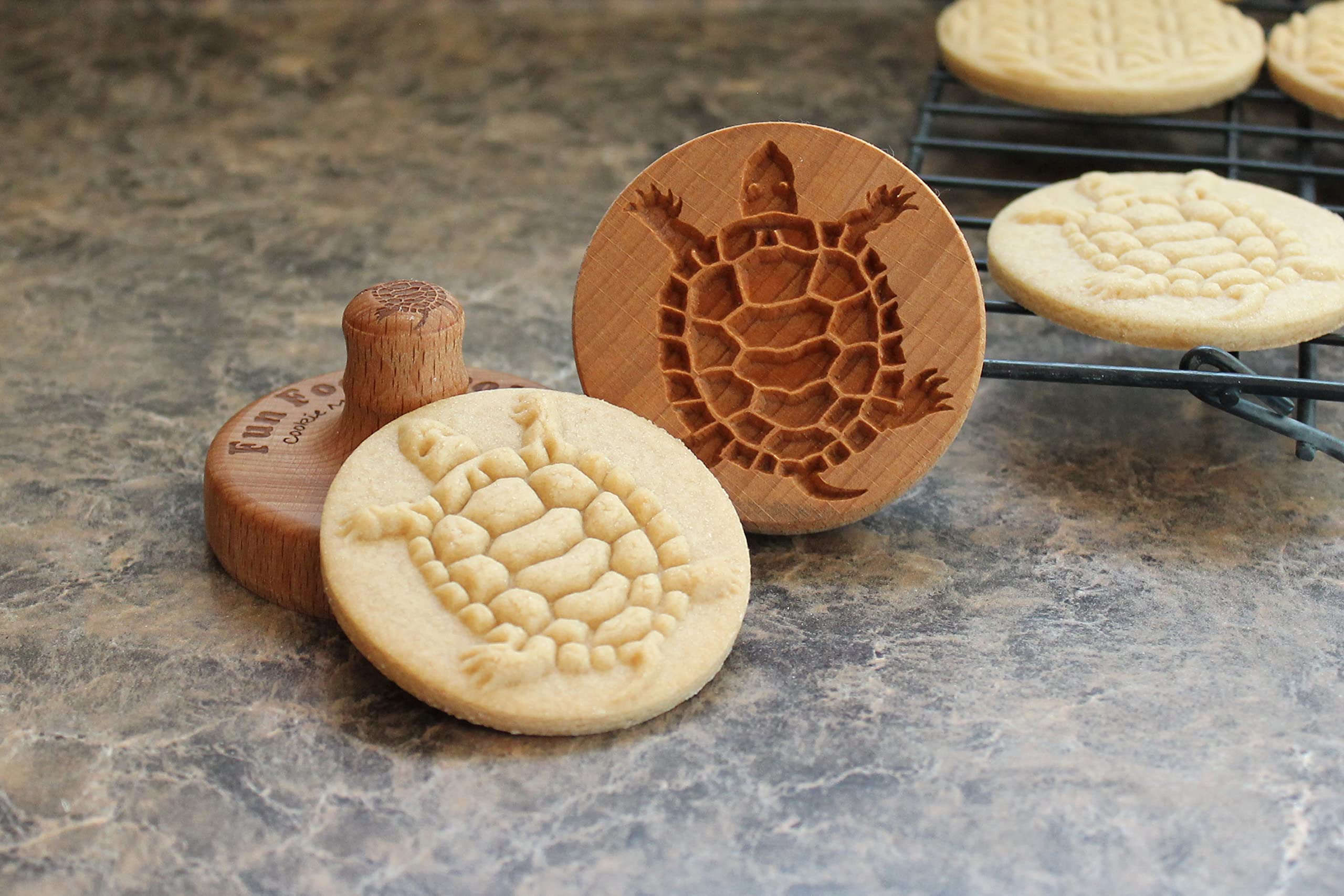 Sello de madera de la galleta, 2.5 pulgadas (tortuga CS-006)