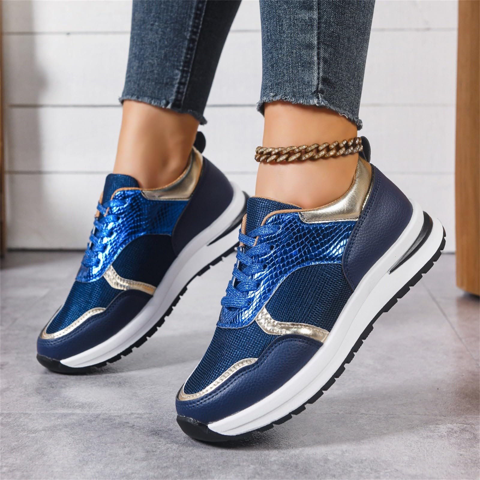 Generico Scarpe Donna Comode Scarpe da Running da Ginnastica Donna con Suola Spessa E Altezza Maggiorata,Eleganti Casual con Blocchi di Colore Sneakers Ginnastica