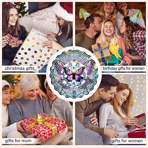 Miniatura 7 de Molinillos de viento de mariposa para exteriores, regalos de cumpleaños para mujeres, mamá, esposa, abuela, esculturas de viento colgantes,