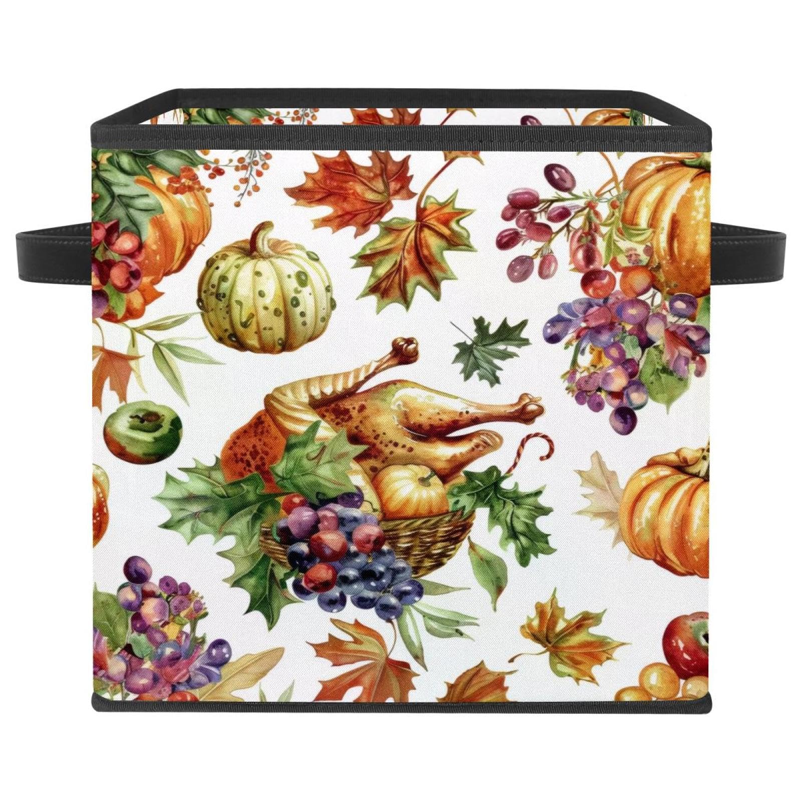 Boîte de rangement automne de 28cm en tissu Oxford pliable avec doubles poignées