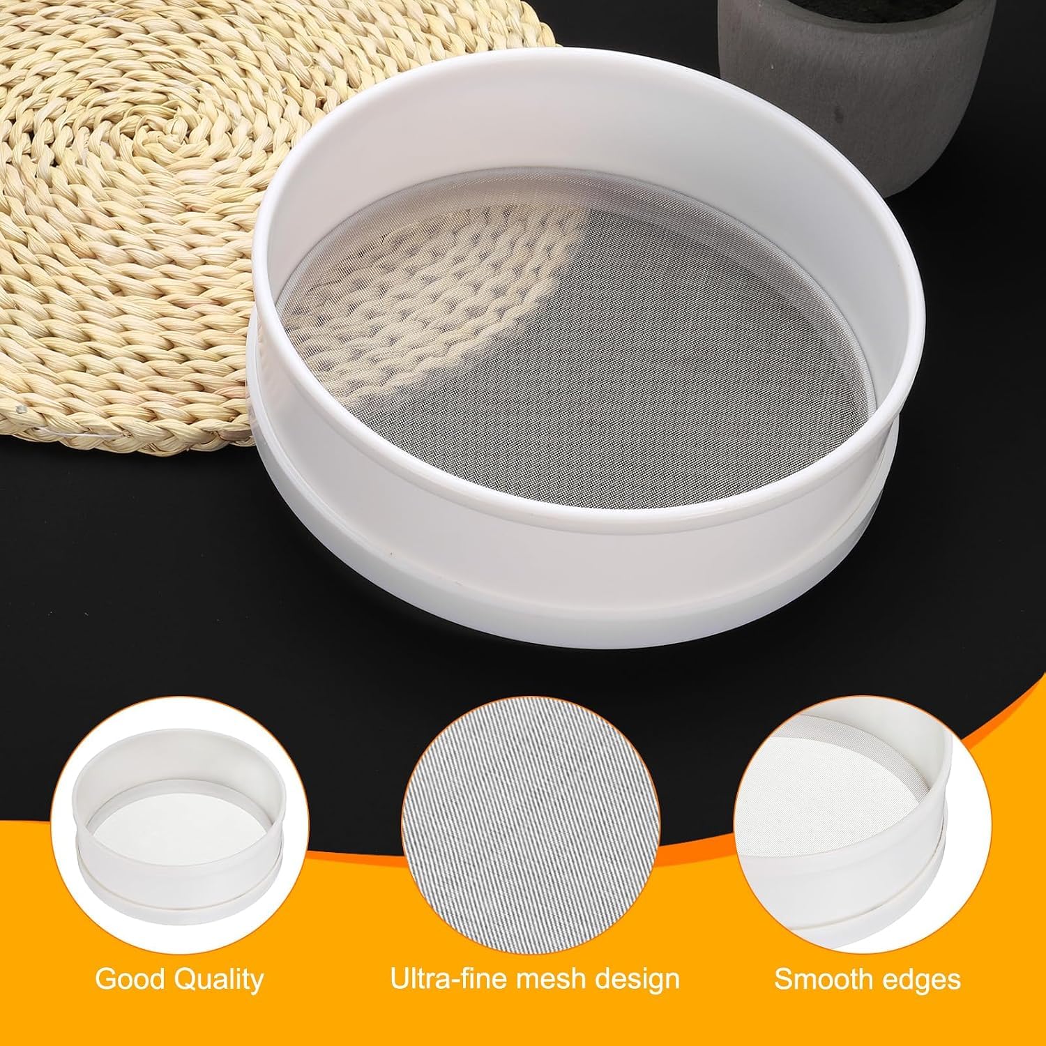 Tamiz de harina de Acero Inoxidable, 25 cm (10 Pulgadas), Malla Fina 50, Ideal para Hornear. (10inch)