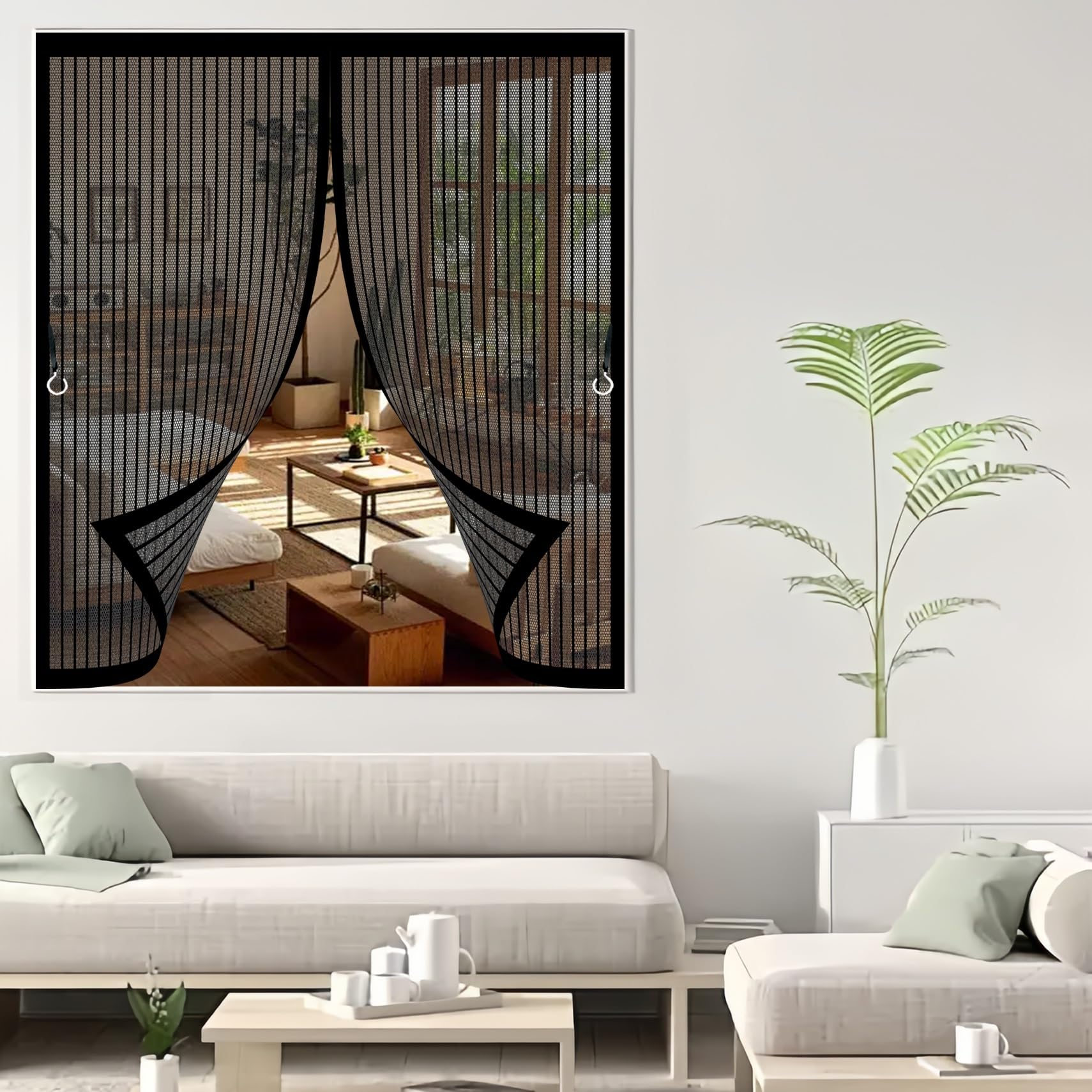 Moustiquaire fenêtre aimantée 99x137 cm noire amovible pour maison