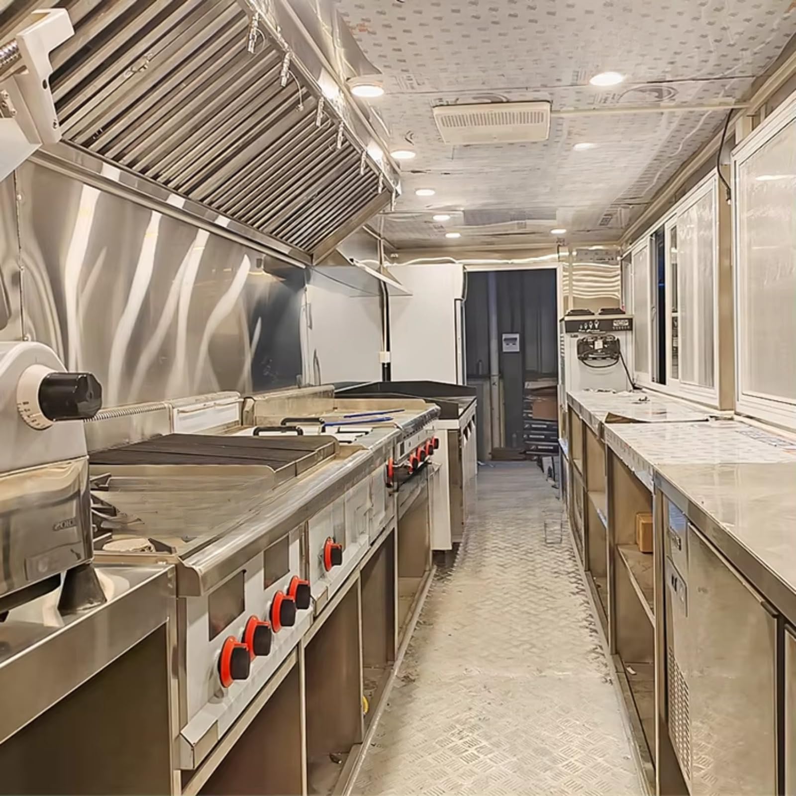 Camion alimentari mobili in vendita, 15FT completamente attrezzato Food Truck & Concession Trailer in vendita - Cucina mobile con griglia e frigorifero per caffè, hamburger, gelateria
