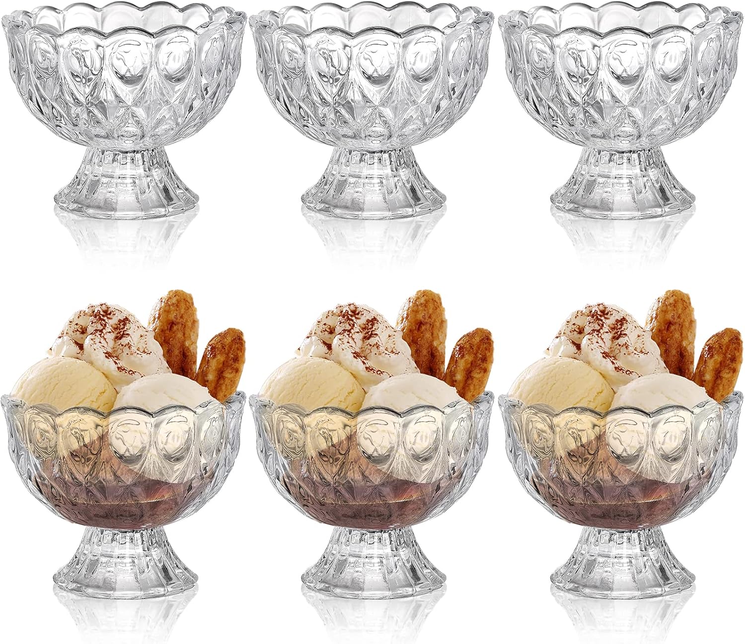 SOUJOY 6 Pack Glass Dessert Cup, 150ml Footed Ice Cream Bowl, Clear Sundae Glass for Dessert, Sundae, Ice Cream, Salad, Cocktail, Condiment, Trifle SOUJOY 6 Pack Glass Dessert Cup, 150ml Footed Ice Cream Bowl, Clear Sundae Glass for Dessert, Sundae, Ice Cream, Salad, Cocktail, Condiment, Trifle