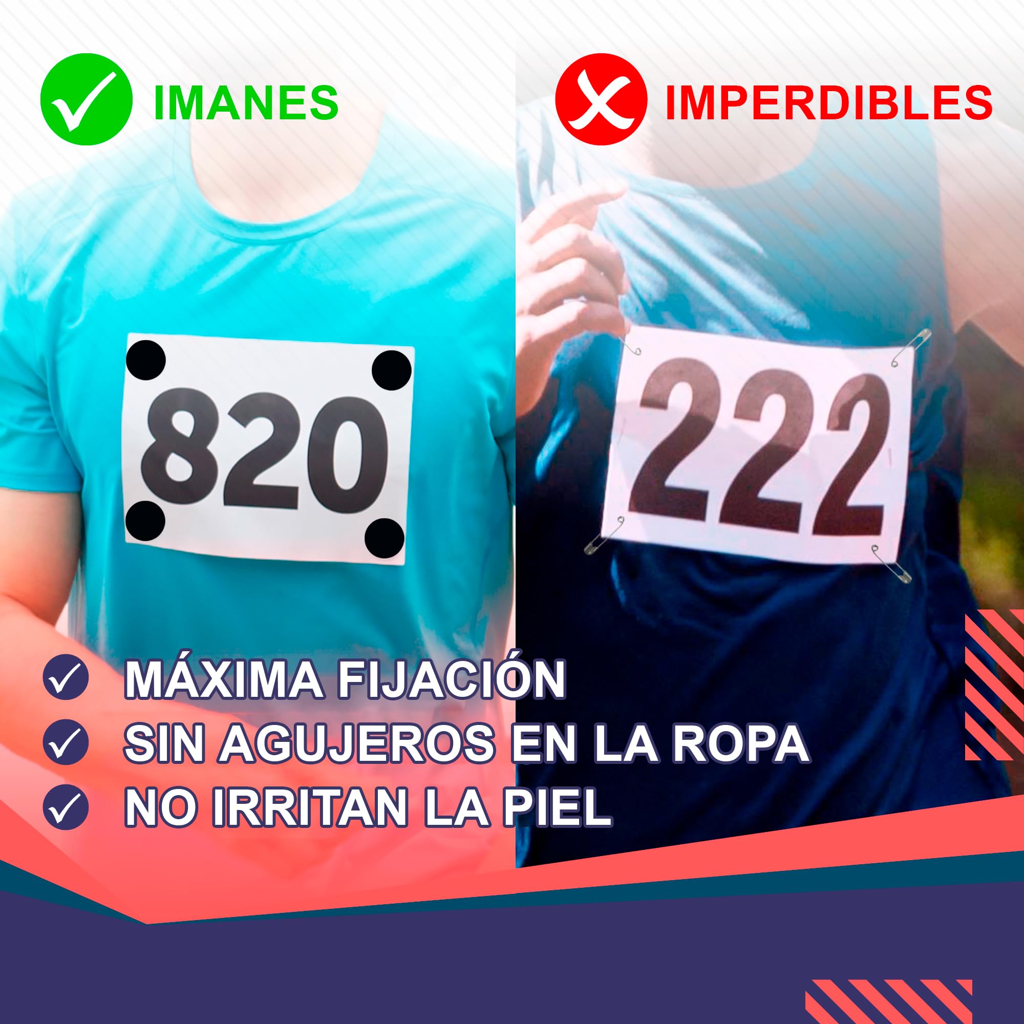 VERY IMPORTANT RUNNER - Pack de 4 Imanes Deportivos con Bolsa Impermeable - Imanes Sujeta Dorsales para Running y Triatlón 18mm - Sujeción Segura Sin Agujeros en la Ropa - Color Negro — view 4