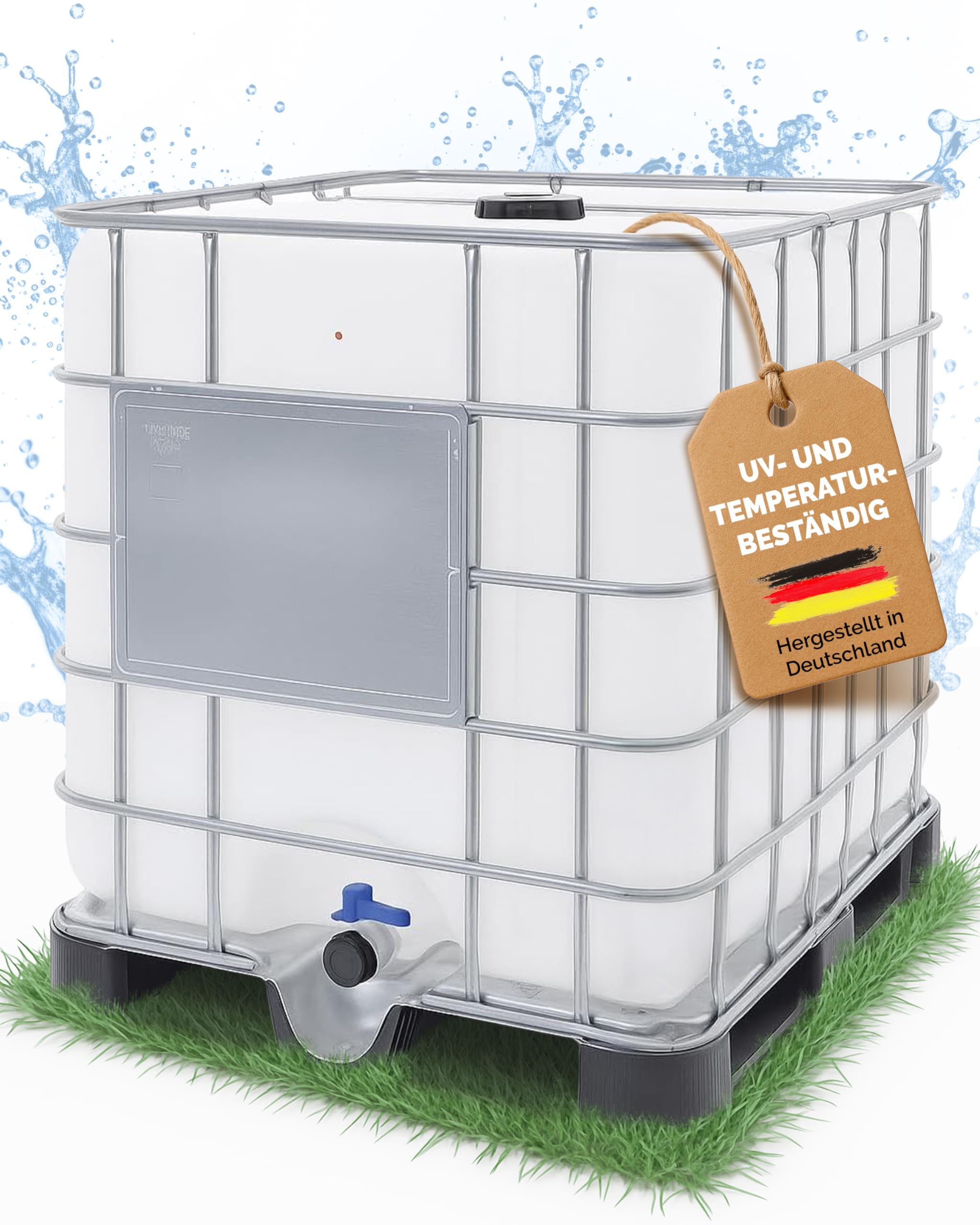 Depósito de agua XXL de 1000 litros IBC contenedor con paleta de plástico reutilizable
