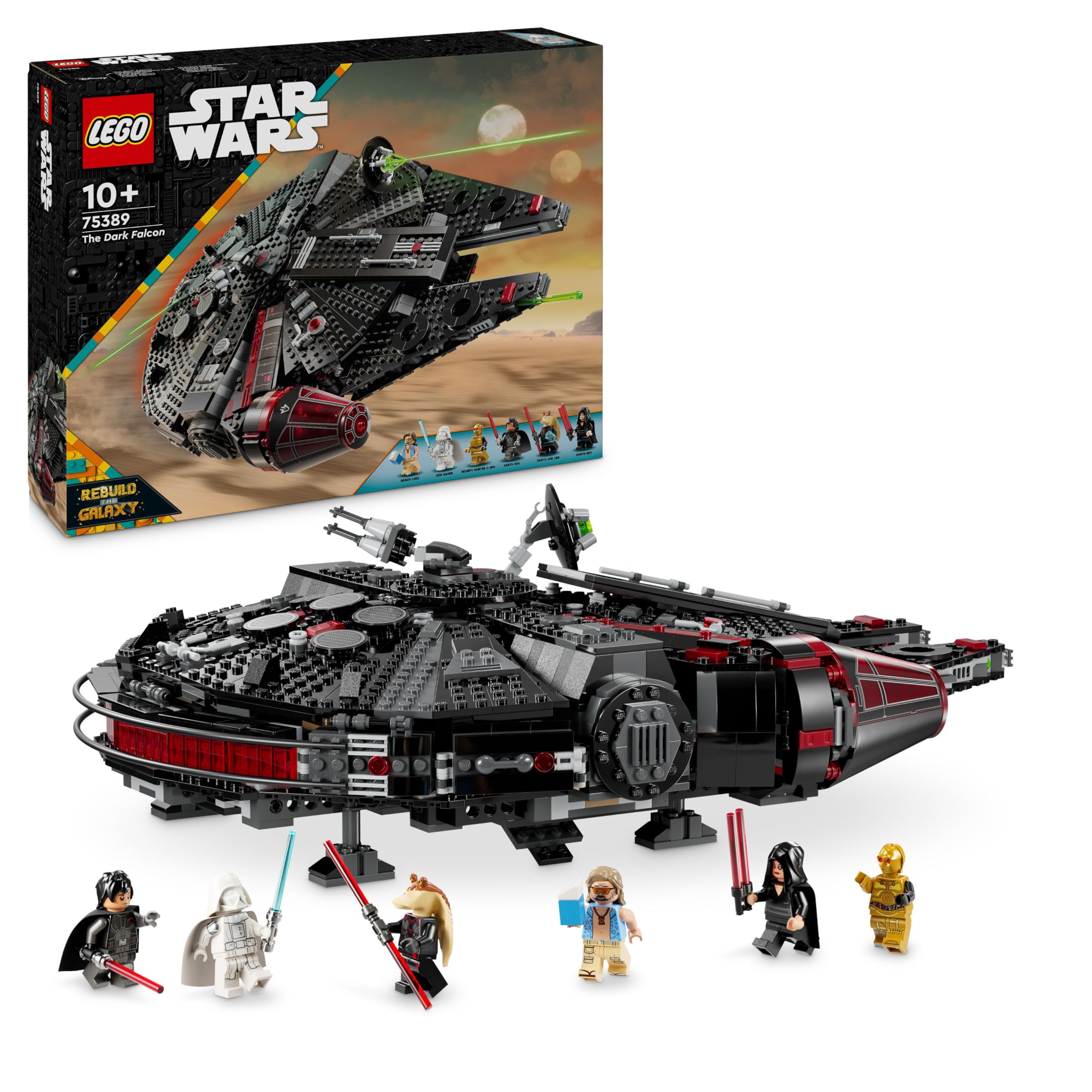 LEGOStar Wars 75389 The Dark Falcon - Play and Display Building Toy with Spring-Loaded Shooters, Cannons & 6 Minifigures incl. C-3PO - Gift for 10+ Year Old Boys & Adult Fans