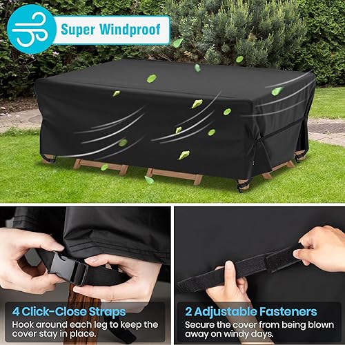 Miniatura 2 de Velway Juego de sillas de mesa de patio, cuadrada, impermeable, 74 pulgadas de largo x 47 pulgadas de ancho x 28 pulgadas de alto, juego de comedor