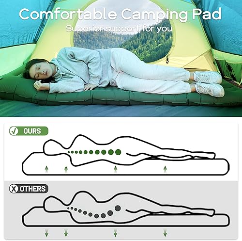 Miniatura 4 de PORTAL Colchoneta inflable extra gruesa de 3.9 pulgadas para acampar, colchoneta de dormir con almohada, bomba de pie incorporada, bolsa de