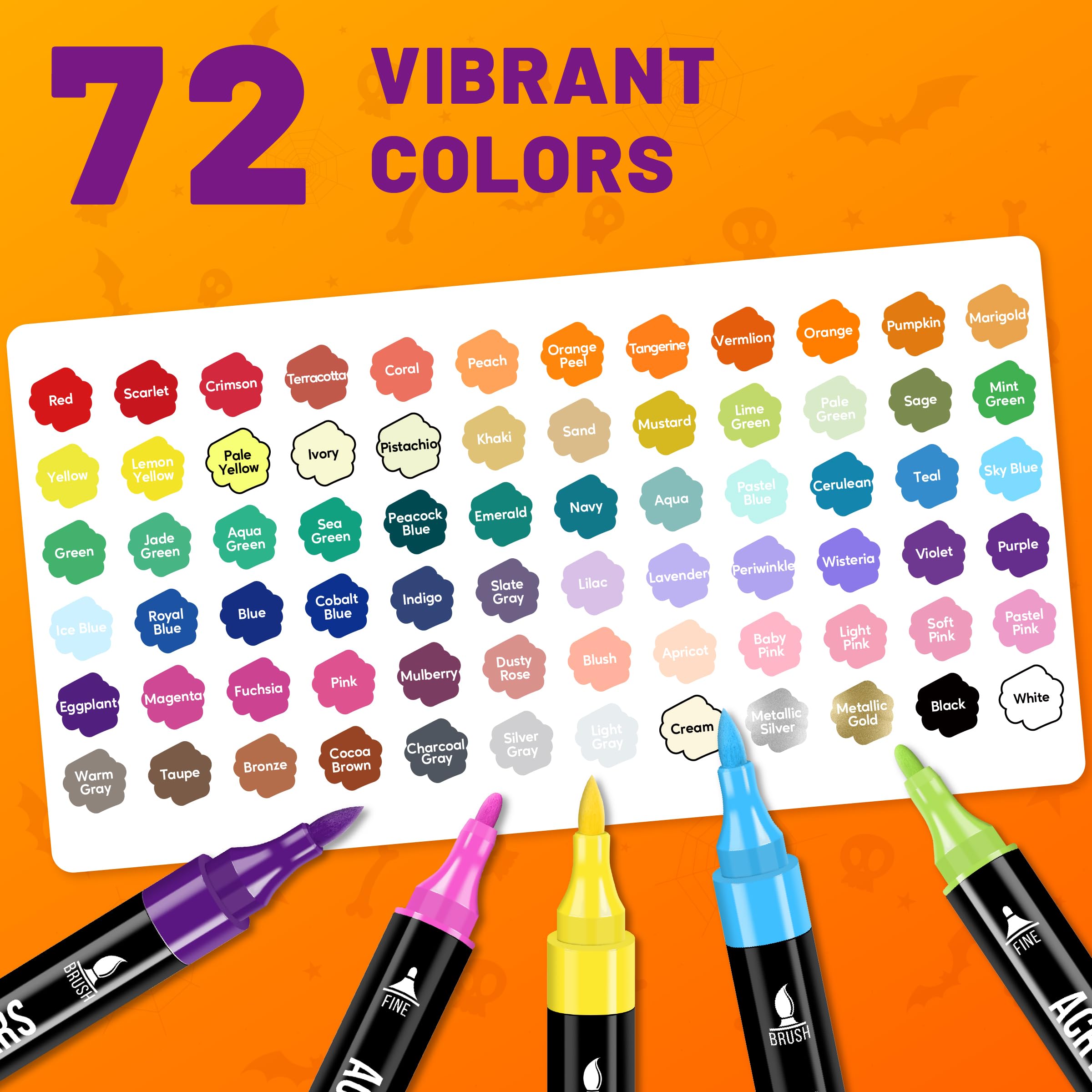 Pagather Acrylic Paint Markers - 72 Colors -3