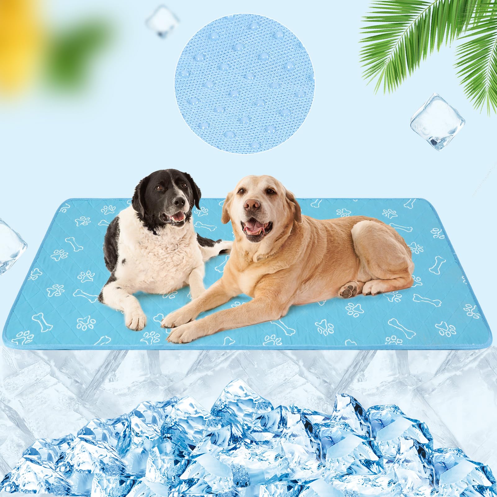 BEAUTYZOO Dog Cooling Mat Large 58x88cm, Dog Self Cooling Pad Durable Pet Cool Mat(Q-Max>0.5), Summer Washable Non-Slip Cat Mat Ice Silk Chill Pads for Kennels, Crates and Beds, Non-Toxic