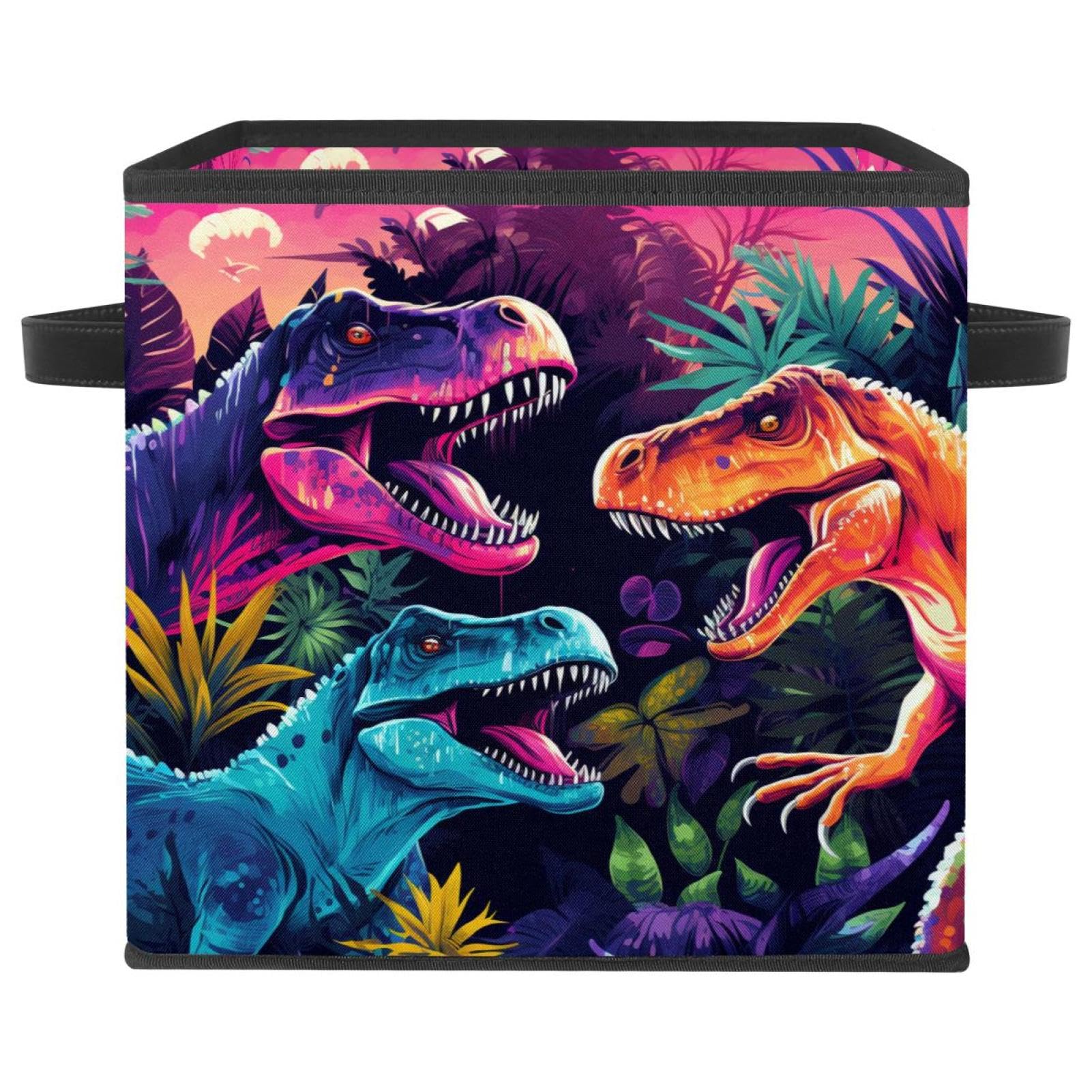 Double poignées pour déplacer le grand cube de rangement dinosaure en tissu Oxford