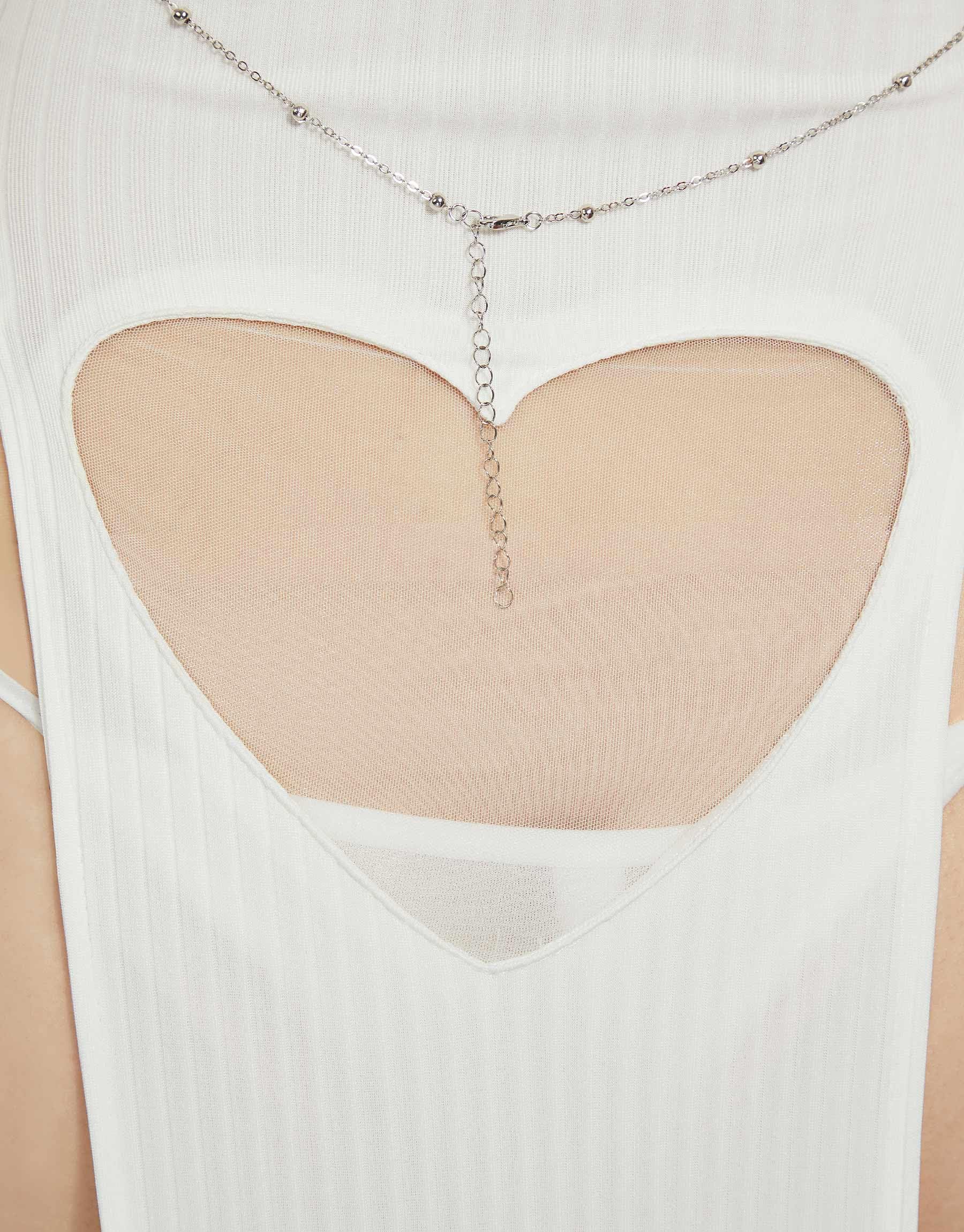 Mobbunny Women's Anime Cosplay Dress Cutout High Slit Dress and Thong with Stockings Chest Chain