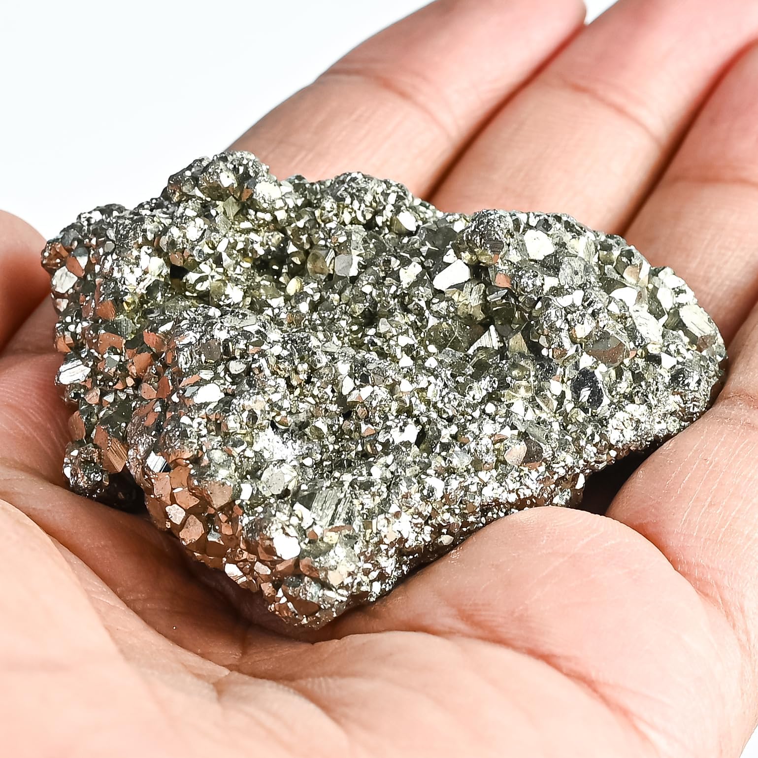 HindCraft Natural Pyrite Stone 40-80g – Original Certified Crystal Cluster for Wealth, Vastu, Healing & Protection – Raw Pyrite Stone for Manifestation, Money Magnet Gemstone & Reiki Energy