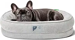 Cama ortopédica para cães pequenos, lavável com capa removível e sofá-cama inferior antiderrapante com almofadas de quatro lados, cinza G