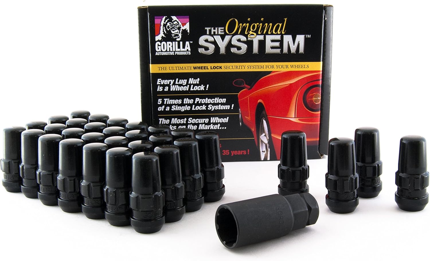 Review Discount Gorilla Automotive 76695NBC Black 9/16 Thread Size Chrome Finish Duplex Acorn Wheel Lock with 8-Lug Nut, (Pack of 32)