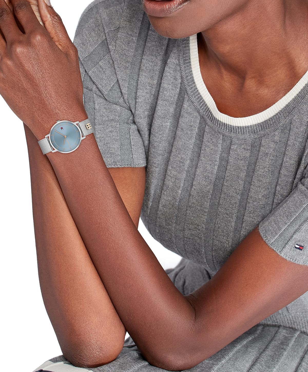 Tommy Hilfiger Reloj de Cuarzo Delgado para Mujer, Pulsera de Malla de Acero Inoxidable, Resistente al Agua hasta 3 ATM, Elegante diseño Minimalista, para Ella, 35 mm, Plateado