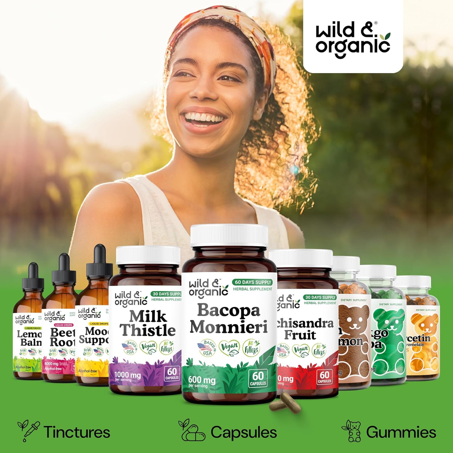 Wild & Organic Bacopa Capsules 600 mg - Brain Support - Natural Bacopa Monnieri Supplement - Brahmi Capsules - 60 Days of Supply - Vegan, No Fillers, Non-GMO - 60 Count - Image 6