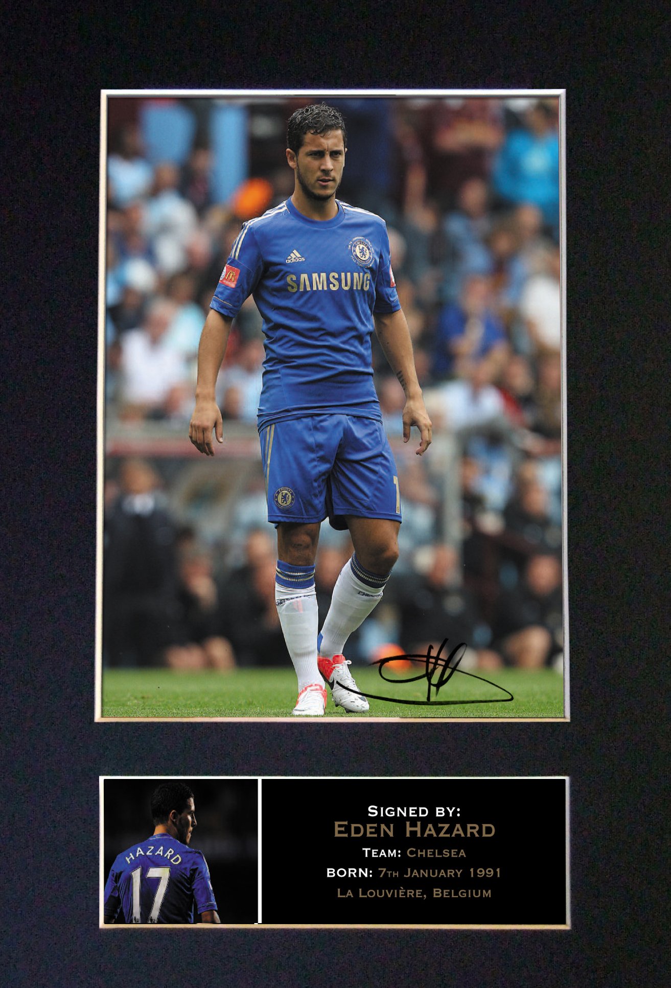 The Autograph Collector Black Eden Hazard Signed Autograph Mounted Photo Reproduction Print A4 Rare Perfect Birthday (297 X 210Mm) #270 (Not Framed)