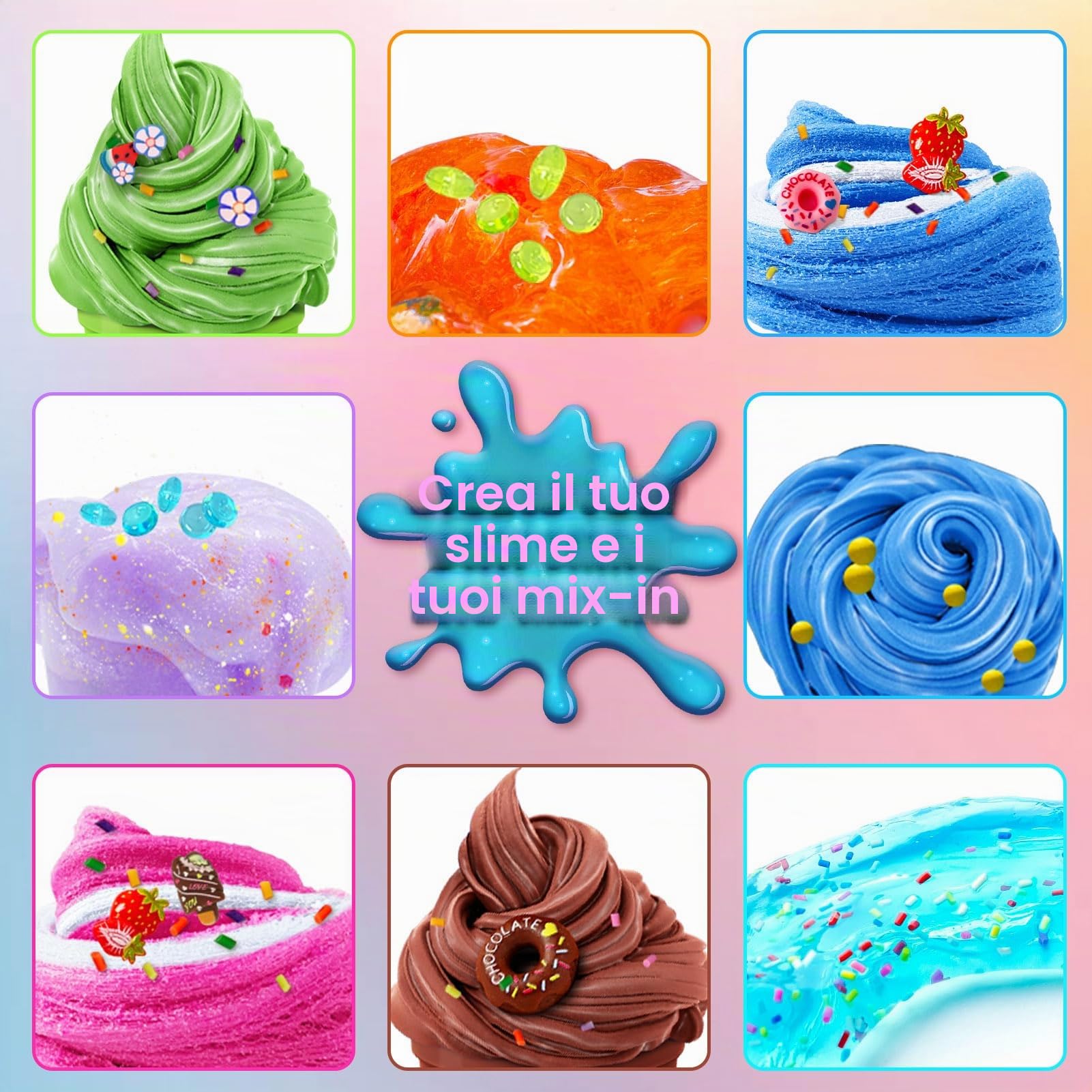 YOPINSAND Slime Kit Gelato, Fluffy Slime Making Kit per bambini 3-12, Laboratorio Creativo per Fabbricare Slime con Accessori - DIY Slime Bambini Ragazze Gioco Giocattoli Bambina Regalo