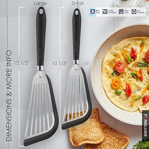 Miniatura 2 de FONGLUAN Juego de 2 espátulas de cocina para utensilios de cocina antiadherentes, utensilios de cocina para voltear huevos y panqueques, resistente